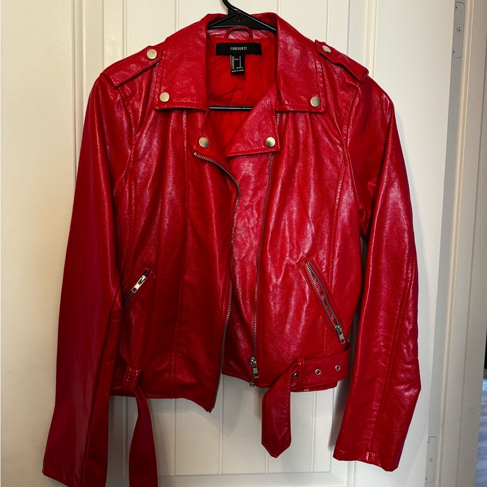 Forever 21 Bold Red Leather Jacket